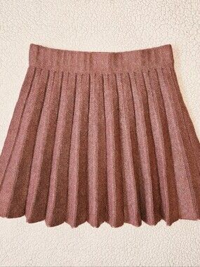 Paisley Lane Girl's Blossom Mauve Knit Pleated High-Waisted Mini Skirt Size 10
